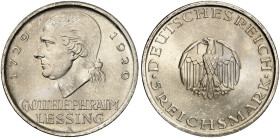 KURS - UND GEDENKMÜNZEN. J. 336, EPA 5/65 
5 RM 1929 A, Lessing.
f. St