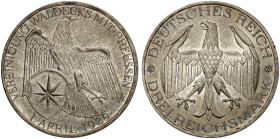 KURS - UND GEDENKMÜNZEN. J. 337, EPA 3/52 
3 RM 1929 A, Waldeck.
schöne Patina, winz. Rdf., f. St