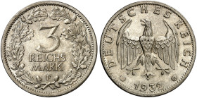 KURS - UND GEDENKMÜNZEN. J. 349, EPA 3/60 
3 RM 1932 F, Kursmünze.
R ! vz
