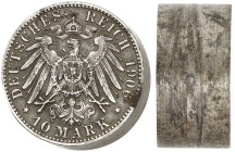 PRÄGESTEMPEL. Matrizen aus Eisen. ab J. 190 
Prägestempel der Wertseite für 10 Mark 1906.
vz