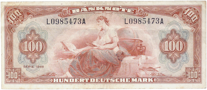 DEUTSCHLAND. BUNDESREPUBLIK DEUTSCHLAND. 
100 Deutsche Mark Serie 1948, Serie L...