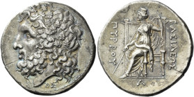 Locri Epizephyrii. 
Tetradrachm, under Pyrrhus circa 278-276, AR 16.36. g. Head of Zeus Naios of Dodona l., wearing oak-wreath; below neck truncation...