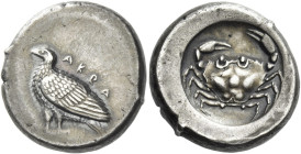 Sicily, Agrigentum. 
Didrachm circa 495-485, AR 8.87 g. AKRA Eagle standing l., with folded wings. Rev. Crab. SNG Lockett 701. SNG ANS 940 (this obve...