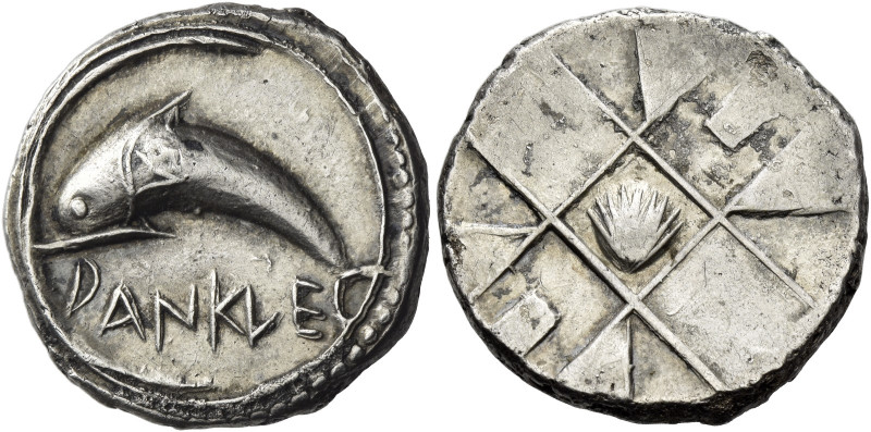 Messana. As Zankle under the Samians 
Chalcidian drachm circa 500, AR 5.53 g. D...