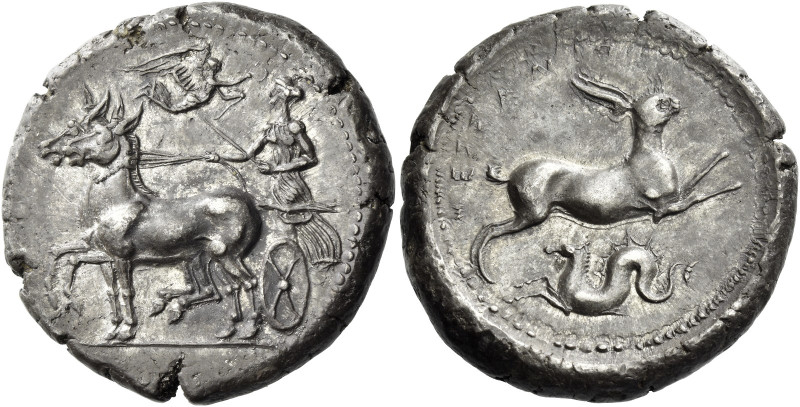 Messana. As Zankle under the Samians 
Tetradrachm circa 412-408, AR 17.20 g. Ch...