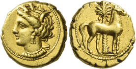 The Carthaginians in Sicily and North Africa. 
Half shekel, Carthago (?) circa 350-320, AV 4.67 g. Head of Tanit (Kore-Persephone) l., wearing barley...