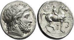 Kings of Macedonia, Philip II, 359 – 336 and posthumous issues. 
Tetradrachm, Pella circa 342-336, AR 14.43 g. Laureate head of Zeus r. Rev. ΦΙΛΙΠ – ...