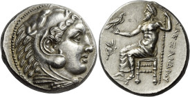 Alexander III, 336-323 BC and posthumous issue. 
Tetradrachm under Antipater or Polyperchon, Pella circa 323-318/7, AR 17.21 g. Head of Heracles r., ...