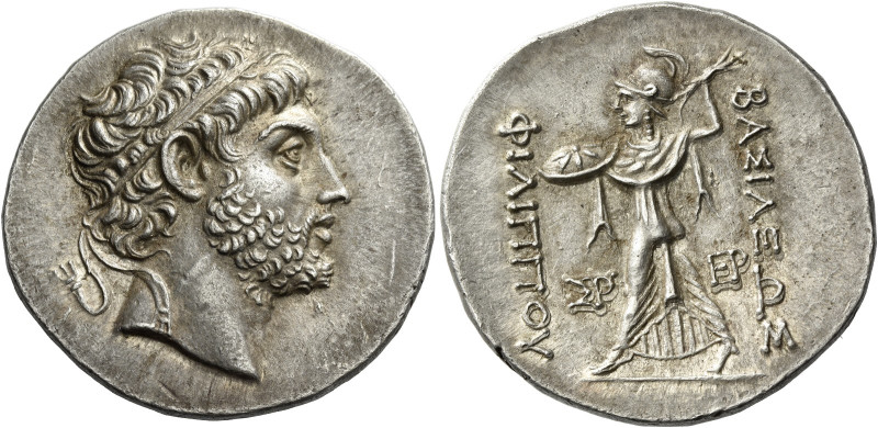 Philip V, 221 – 179.
Tetradrachm, Pella or Amphipolis circa 220-211, AR 16.91g....