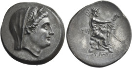 Byzantium. 
9 obols circa 240 - 219, AR 5.64 g. Veiled head of Demeter r., wearing barley wreath and earring. Rev. [EΠI] ANTIΠATPOY Poseidon seated r...