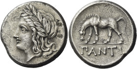 Tauric Chersonesus, Panticapaeum. 
Tetradrachm circa 355-340, AR 15.48 g. Laureate head of Apollo l. Rev. ΠANTI Horse grazing l. Anokhin 1030. MacDon...
