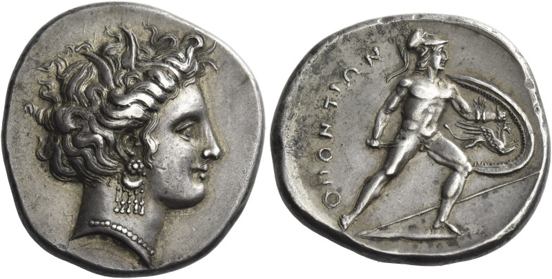 Locris, Locri Opuntii. 
Stater circa 340, AR 12.23 g. Head of Demeter r., hair ...