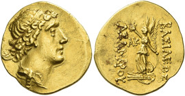Asander, circa 43 – 16. 
Stater 27-26 (year 21), AV 8.11 g. Diademed head r. Rev. BAΣIΛEΩΣ – AΣANΔPOY Nike standing on prow l., holding wreath in r. ...