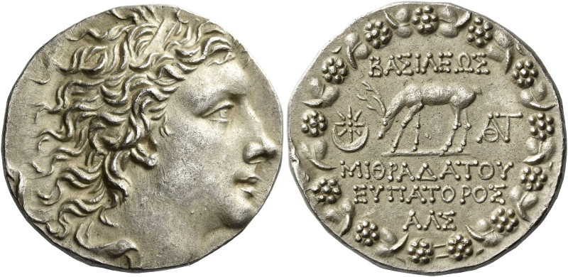 Kings of Pontus, Mithradates VI, 120 – 63. 
Tetradrachm 67-66, AR 16.59 g. Diad...