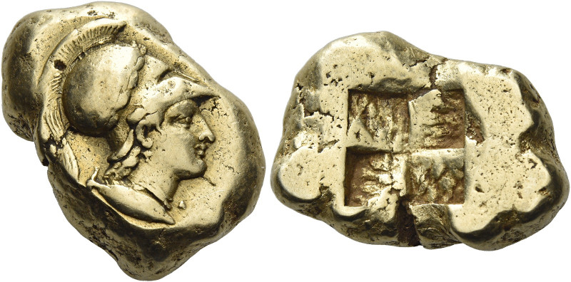 Mysia, Cyzicus. 
Stater circa 400-350, EL 15.97 g. Head of Athena r., wearing c...