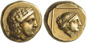 Mytilene. 
Hecte circa 377-326, EL 2.55 g. Laureate head of Apollo r.; in l. field, snake. Rev. Head of Artemis r., hair in sphendone. Boston, MFA 17...