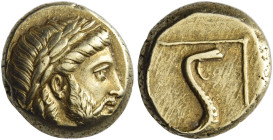 Mytilene. 
Hecte circa 377-326, EL 2.53 g. Laureate head of Zeus r. Rev. Snake within linear frame. SNG von Aulock 1710. Bodenstedt 96.
Slightly off...