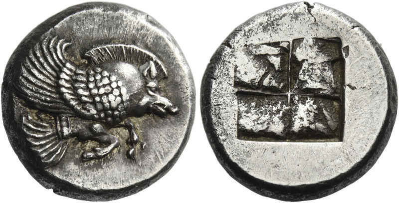 Ionia, Clazomenae. 
Stater circa 500, AR 6.70 g. Forepart of winged boar r. Rev...