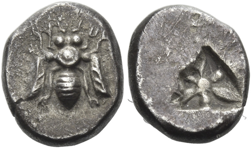 Ephesus. 
Diobol circa 546, AR 1.80 g. Bee. Rev. Six rays star within incuse pu...