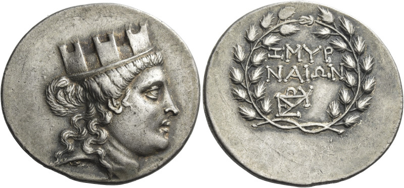 Smyrna. 
Tetradrachm, magistrate Poseidonios circa 160-150, AR 16.59 g. Turrete...