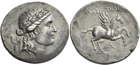Caria, Alabanda. 
Tetradrachm circa 167-166, AR 16.52 g. Laureate head of Apollo r. Rev. AΛABANΔEΩN Pegasus flying r.; below, A. SNG Keckman 5. SNG v...