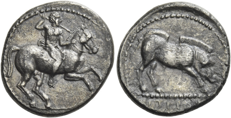 Pamphylia, Aspendus. 
Drachm circa 420-360, AR 5.02 g. Horseman galloping r., p...