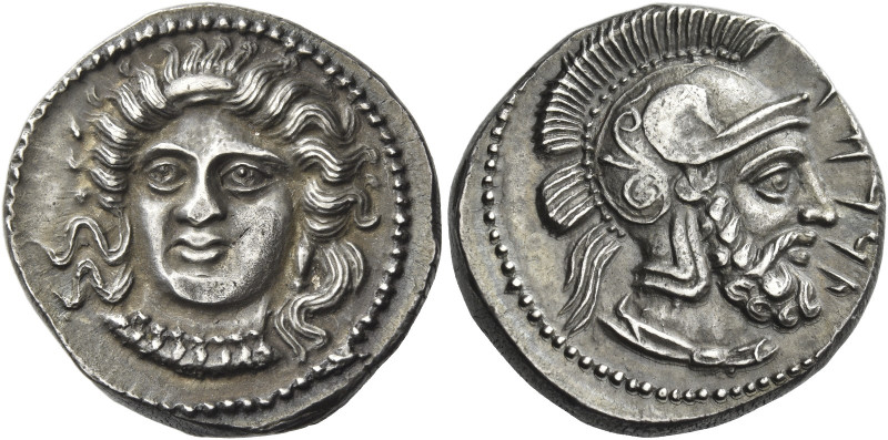 Tarsus. Datames, 378-372 
Stater 378-372, AR 10.55 g. Female head facing three-...