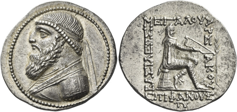 Kings of Parthia, Mithradates II, 129 – 88. 
Tetradrachm, Seleucia circa 129-88...