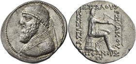 Kings of Parthia, Mithradates II, 129 – 88. 
Tetradrachm, Seleucia circa 129-88, AR 15.51 g. Diademed bust of Mithradates l. Rev. ΒΑΣΙΛΕΩΣ / ΜΕΓΑΛΟΥ ...