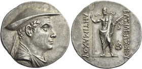 Antimachos I, circa 174-165. 
Tetradrachm, Balkh circa 171-168, AR 17.00 g. Draped bust r., wearing kausia. Rev. BAΣIΛEΩΣ – ANTIMAXOY Poseidon standi...