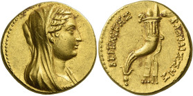 Ptolemy III Euergetes, 246 – 222. In the name of Berenice II 
Octodrachm, Alexandria circa 246-222, AV 27.84 g. Diademed and veiled bust of Berenice ...