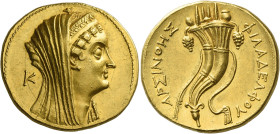 Ptolemy VI Philometor, 180 – 145 or Ptolemy VIII Euergetes, 145 – 116. 
In the name of Arsinoe II. Octodrachm, Alexandria circa 180-116, AV 27.95 g. ...