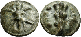 Apulia, Luceria. 
Quatrunx circa 217-212, Æ 30.88 g. Thunderbolt. Rev. Club; above, four pellets and below, L. Haeberlin pl. 71. Sydenham Aes Grave 1...