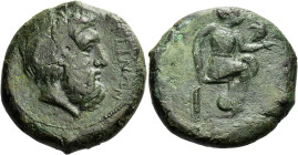 Petra. 
Litra 344-336, Æ 28.71 g. Laureate head of Zeus r. Rev. Aphrodite seated r., holding dove. Campana, CNAI 1. Calciati 1.
Extremely rare. Gree...