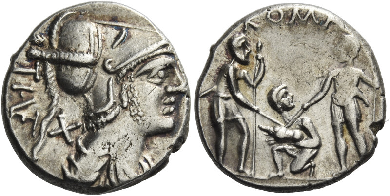 T. Veturius. 
Denarius 137, AR 3.94 g. [TI ·VET ligate] Helmeted and draped bus...