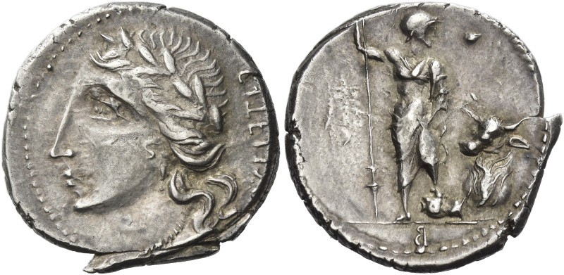 The Bellum Sociale. 
Denarius, Bovianum (?) circa 89 (?), AR 3.98 g. Laureate h...