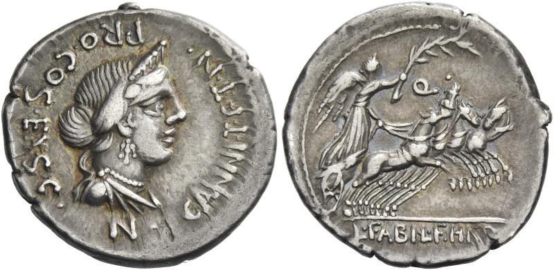 C. Annius. 
Denarius, North-Italy 82-81, AR 3.85 g. C·ANNI·T·F·T·N· PRO·COS·EX·...