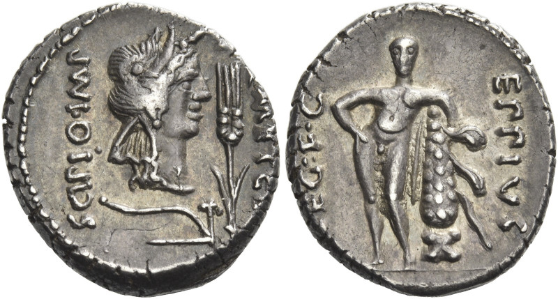 Q. Metellus Scipio and Eppius Legatus. 
Denarius, Africa 47-46, AR 3.83 g. [Q·M...