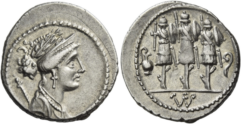 Faustus Cornelius Sulla. 
Denarius 56, AR 3.81 g. Laureate, diademed and draped...