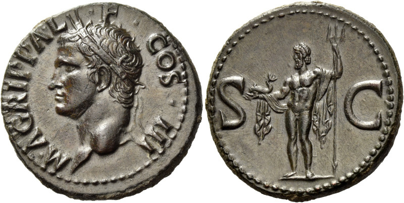 In the name of Agrippa. 
As after 37, Æ 11.64 g. M AGRIPPA L – F COS III Head l...