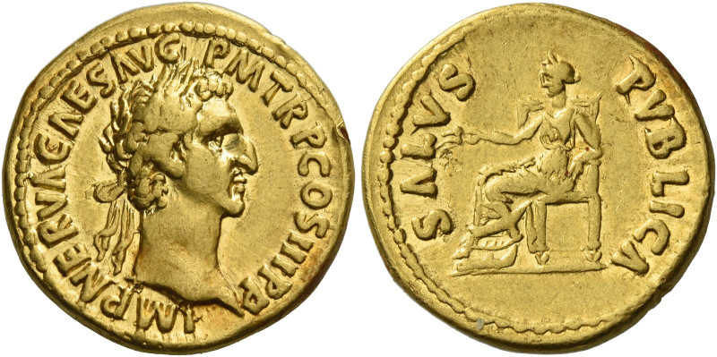 Nerva, 96 – 98. 
Aureus 97, AR 7.50 g. IMP NERVA CAES AVG P M TR P II COS III P...