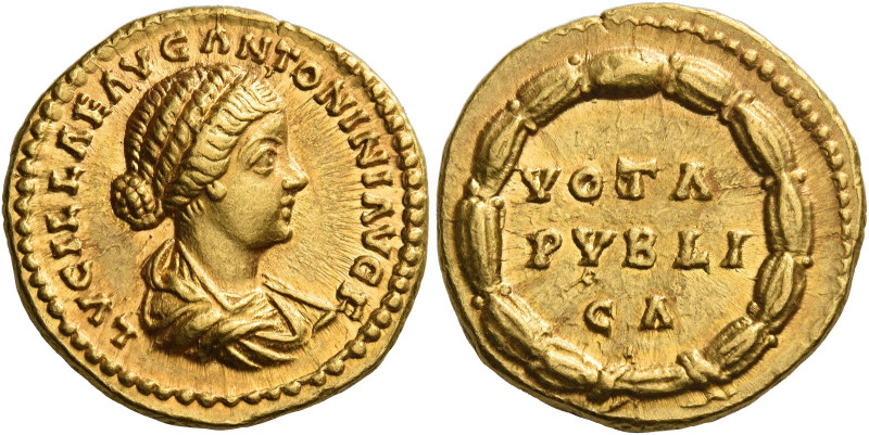 Lucilla, wife of Lucius Verus. 
Aureus 164-169 or 183 (?), AV 7.32 g. LVCILLAE ...