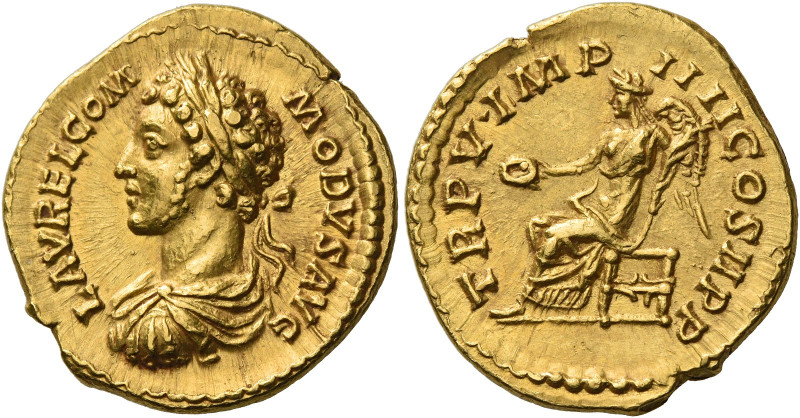 Commodus augustus, 177 – 192. 
Aureus 180, AV 7.25 g. L AVREL COM – MODVS AVG L...