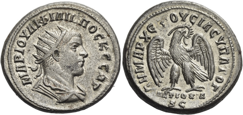 Philip II caesar, 244 – 247. 
Tetradrachm, Antiochia 247, AR 11.93 g. MAP IOVΛI...