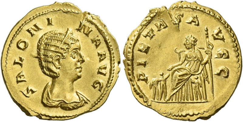 Salonina, wife of Gallienus. 
Aureus 256-257, AV 3.44 g. SALONINA AVG Diademed ...