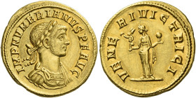 Numerianus augustus, 283 – 284. 
Aureus 284, AV 6.07 g. IMP NVMERIANVS P F AVG Laureate and cuirassed bust r., with drapery on l. shoulder. Rev. VENE...