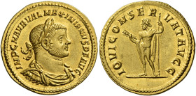 Maximian Herculius first reign, 286 – 305. 
Aureus 286, AV 5.00 g. IMP M AVR VAL MAXIMIANVS P F AVG Laureate, draped and cuirassed bust r. Rev. IOVI ...