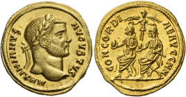 Maximian Herculius first reign, 286 – 305. 
Aureus, Cyzicus circa 293, AV 5.32 g. MAXIMIANVS – AVGVSTVS Laureate head r. Rev. CONCORDI – AE AVGG NN T...