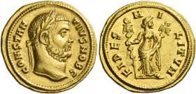Constantius I caesar, 293 – 305. 
Aureus, Cyzicus circa 294-295, AV 5.49 g. CONSTAN – TIVS NOB C Laureate head r. Rev. FIDES – M – I – LITVM Fides st...
