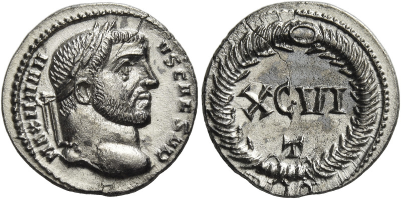 Galerius Maximianus caesar, 293 – 305. 
Argenteus, Ticinum circa 300-301, AR 3....